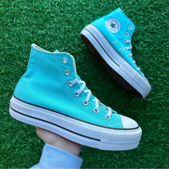 🎁Converse Chuck Taylor All Star Ctas Lift Hi Triple Cyan - Picture 4 of 12